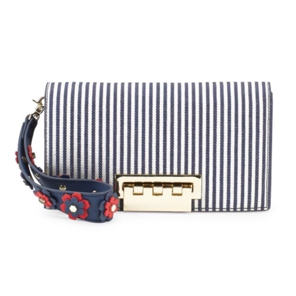 ZAC Zac Posen Handbags - ZAC POSEN EARTHETTE WALLET CLUTCH IN STRIPPED NAVY